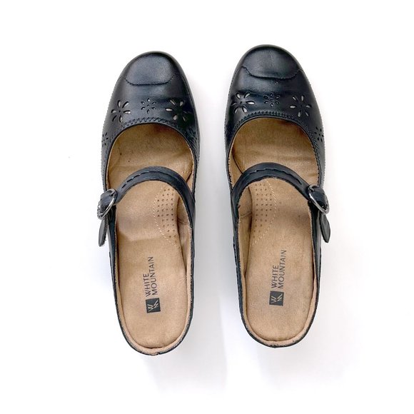 White Mountain dark navy leather mules, size 8 US - Picture 4 of 13